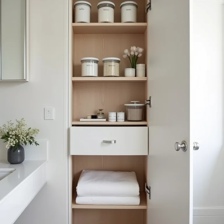 Otimização de espaço em armário de banheiro