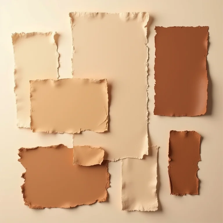 Paleta de cores com tons de marrom e bege.