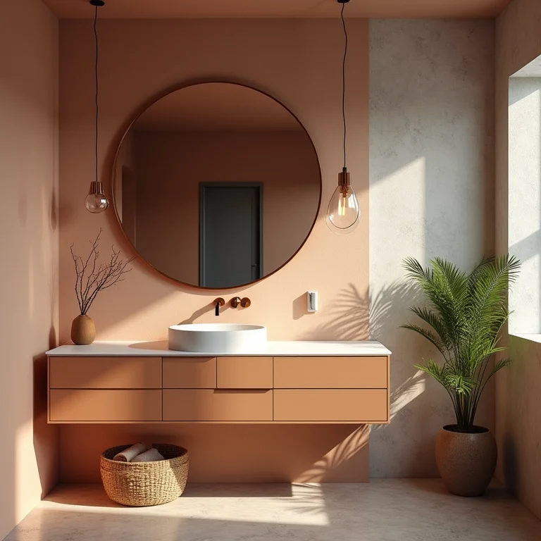 Paleta de cores e texturas para gabinetes de banheiro