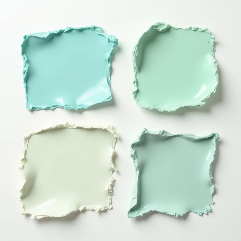 Paleta de cores para banheiro tropical: tons de azul, verde e bege