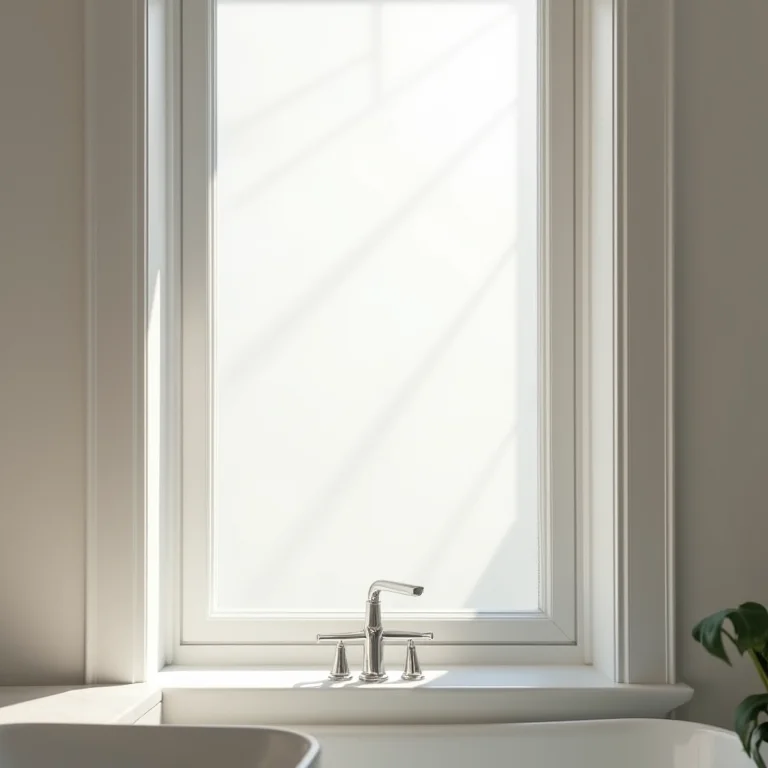 Película de privacidade aplicada em janela de banheiro