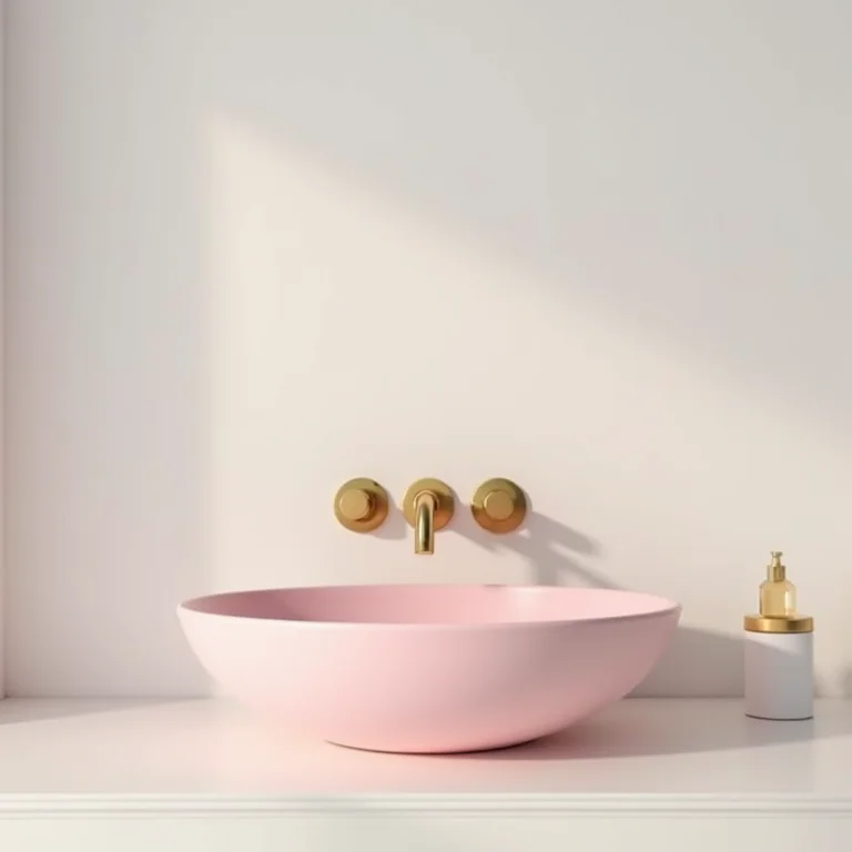 Pia rosa pastel com detalhes dourados