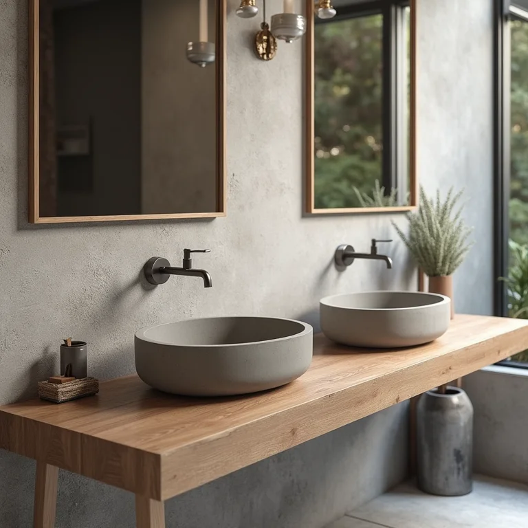 Pias de banheiro feitas de diferentes materiais