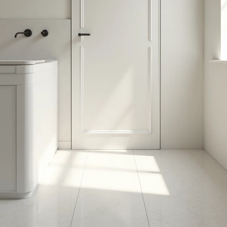 Piso antiderrapante em banheiro para evitar quedas de idosos.