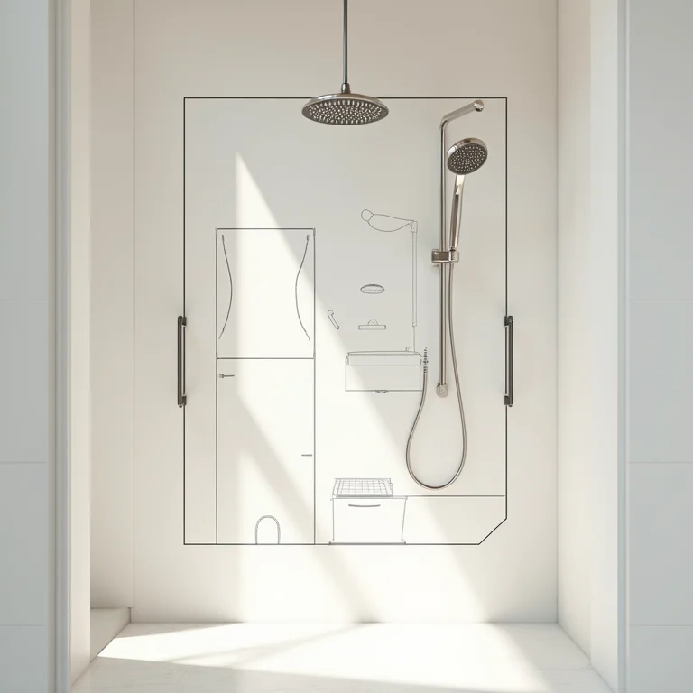 Planta baixa de banheiro com dois chuveiros