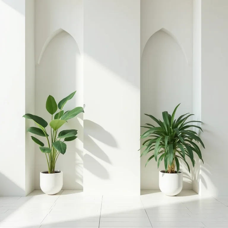 Plantas decorativas em nichos de banheiro
