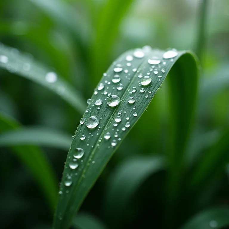 Plantas resistentes à umidade com gotas de água nas folhas