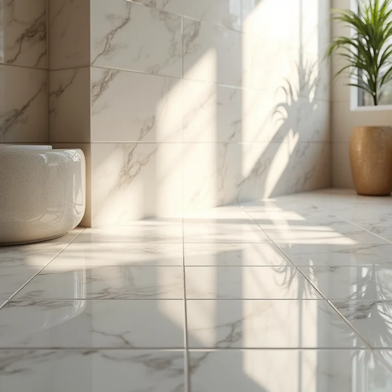 Porcelanato polido em banheiro sofisticado