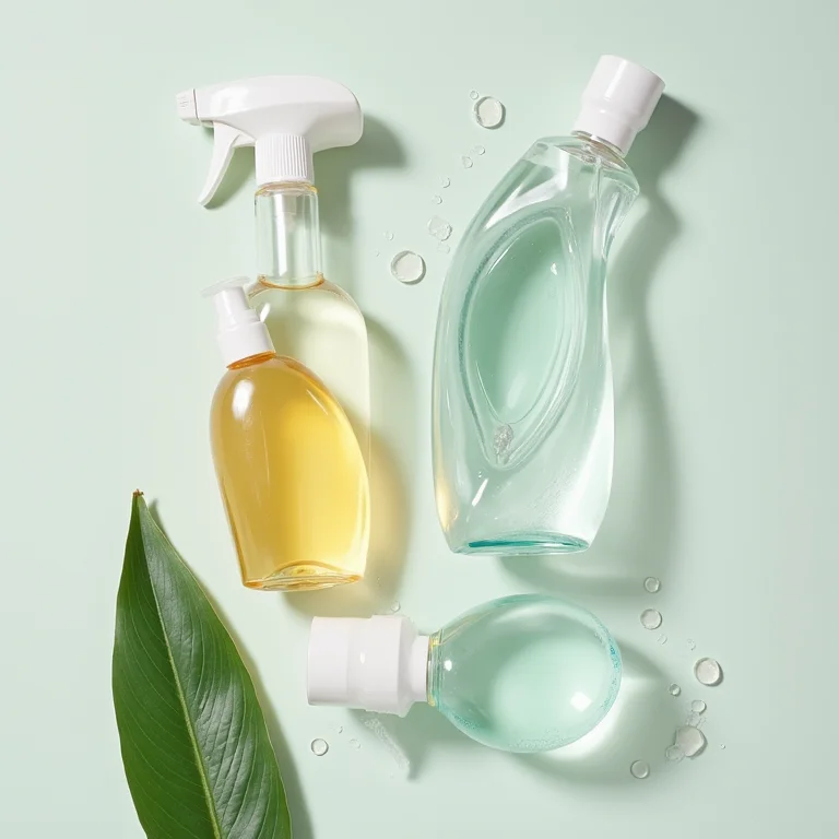 Produtos de limpeza ecológicos em contraste com produtos químicos agressivos