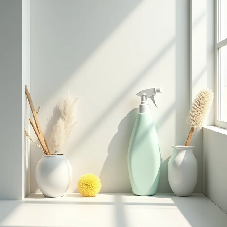 Produtos de limpeza essenciais para banheiro: desinfetante, limpador de piso, escova.