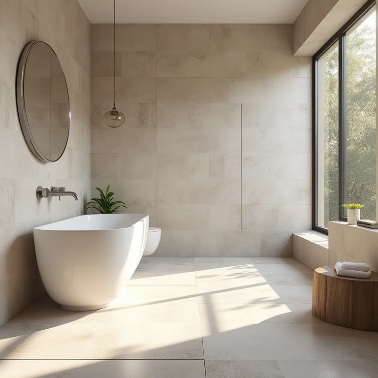 Revestimentos cerâmicos modernos em um banheiro