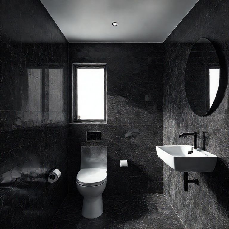 Revestimentos escuros ou estampados demais em um banheiro pequeno