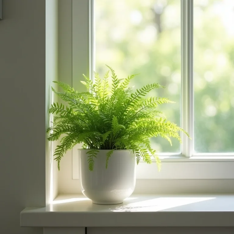 Samambaia posicionada em local estratégico no banheiro