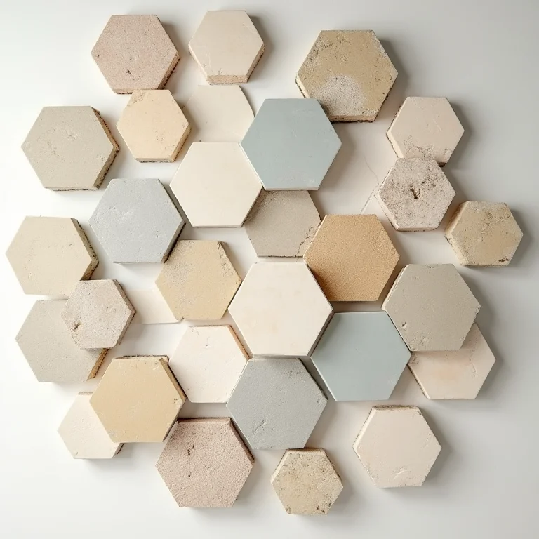 Seleção de azulejos hexagonais de diferentes tamanhos