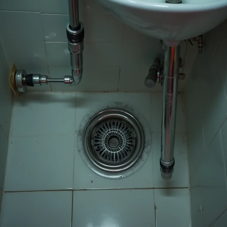 Sifão cromado sob a pia