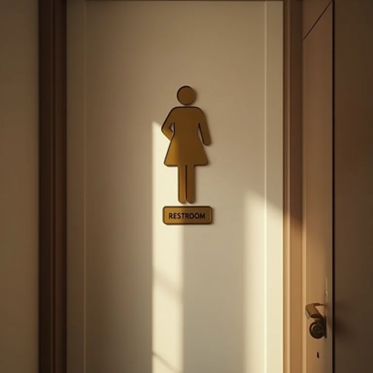 Símbolo de silhueta feminina para banheiro com design moderno.