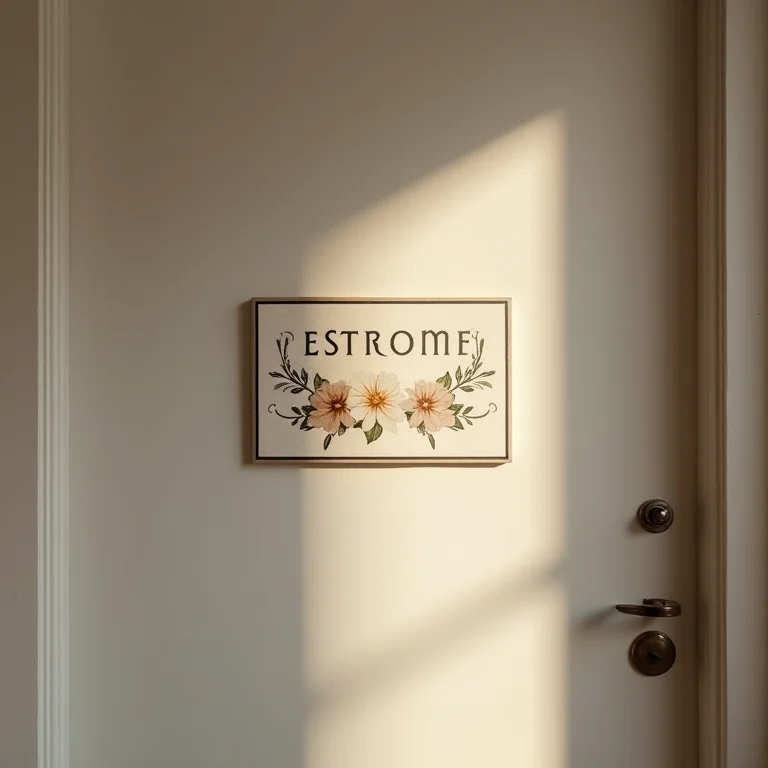 Símbolo floral delicado para banheiro feminino.