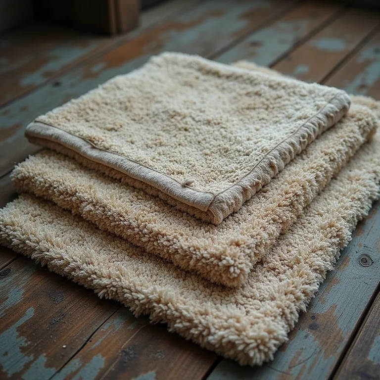 Tapetes de banheiro úmidos e mofados.