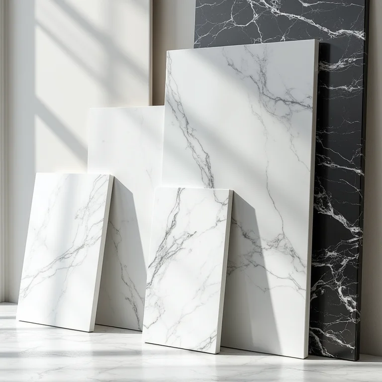 Tipos de mármore para banheiro: Carrara, Calacatta, Nero Marquina