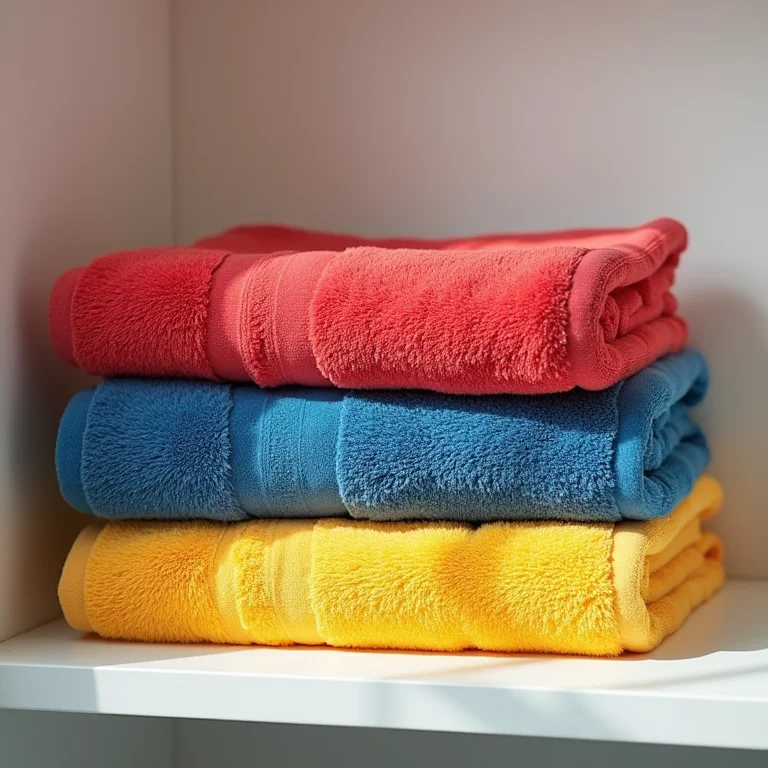 Toalhas de banho coloridas em tons primários