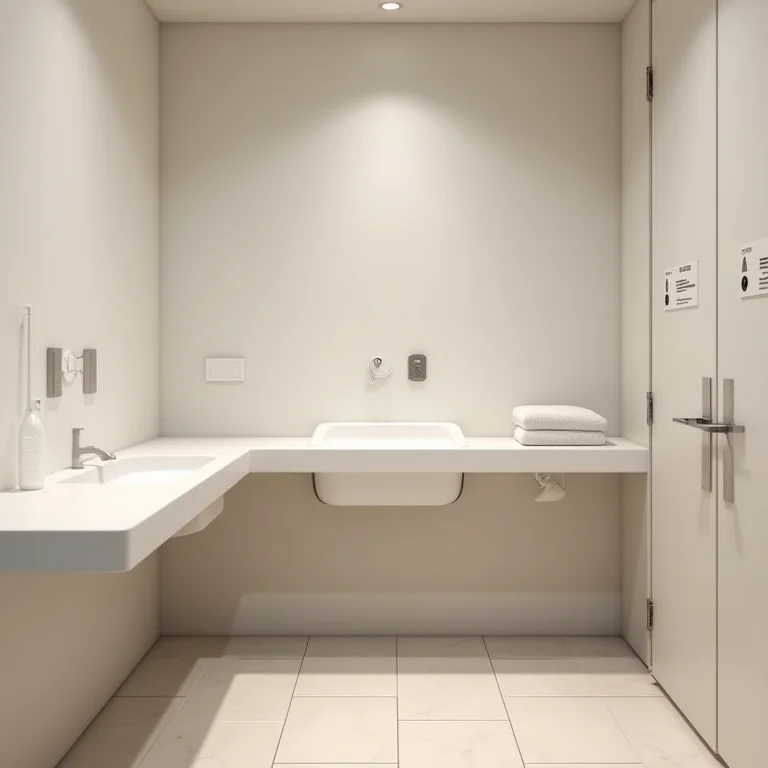 Trocador de bebê em banheiro público moderno