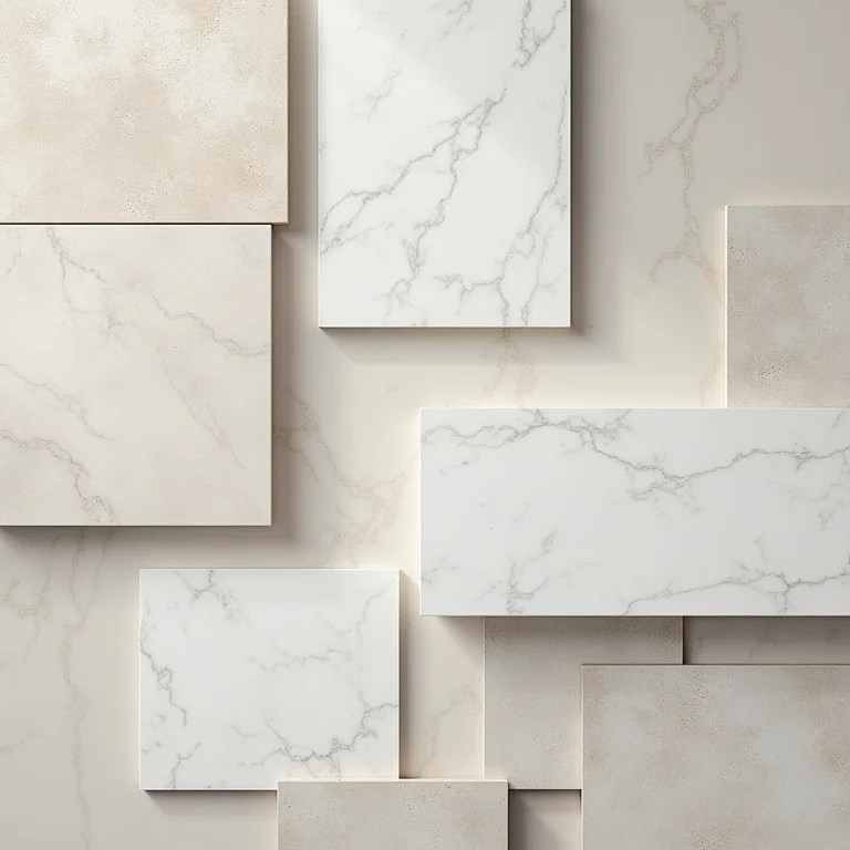 Variedade de porcelanatos para banheiro em diferentes formatos e acabamentos.