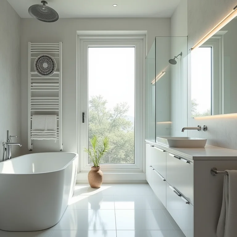 Ventilação eficiente em banheiro moderno